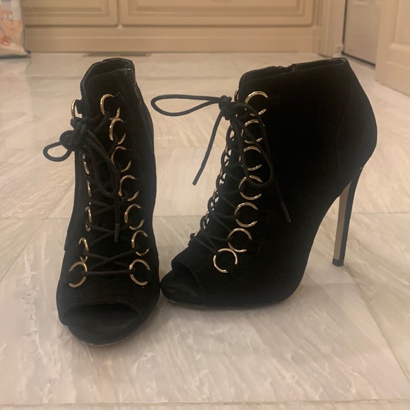 The Blonde Salad Peep Toe Booties in Black suede - Picture 1 of 6
